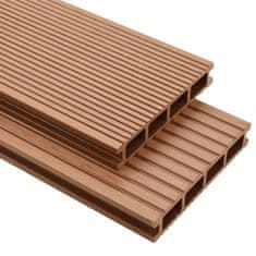 Greatstore Deske WPC z dodatki, 20 m², 2,2 m, rjave barve