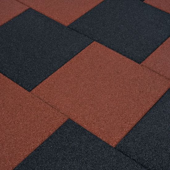 Vidaxl Varnostne talne plošče 18 kosov guma 50x50x3 cm rdeče