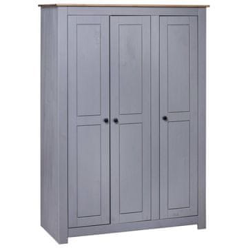 Vidaxl Garderobna omara s 3 vrati siva 118x50x171,5 cm borovina Panama