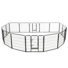 Vidaxl Ograda za pse s 16 jeklenimi paneli 80x80 cm črne barve