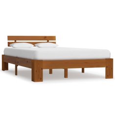 Vidaxl Posteljni okvir medeno rjav iz trdne borovine 140x200 cm