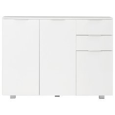 Vidaxl Komoda visok sijaj bela 107x35x80,5 cm