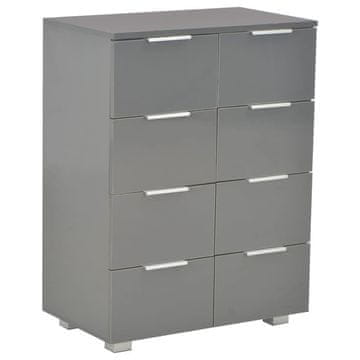 Vidaxl Komoda visok sijaj siva 60x35x80 cm inženirski les