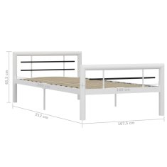Vidaxl Posteljni okvir bel in črn kovinski 90x200 cm