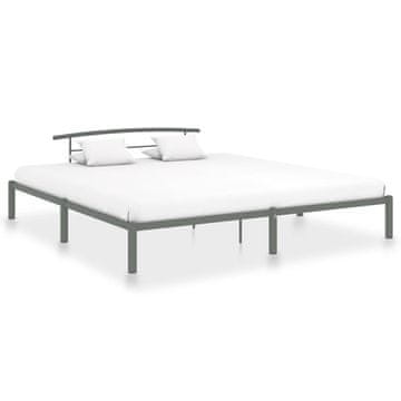 Vidaxl Posteljni okvir siv kovinski 200x200 cm
