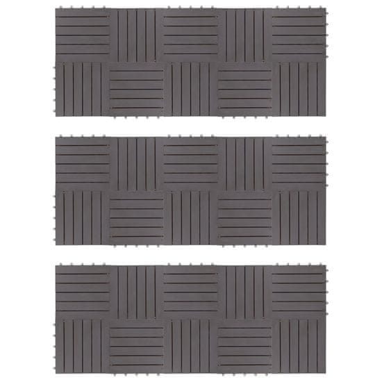 Vidaxl Talne plošče 30 kosov sive 30x30 cm trden akacijev les