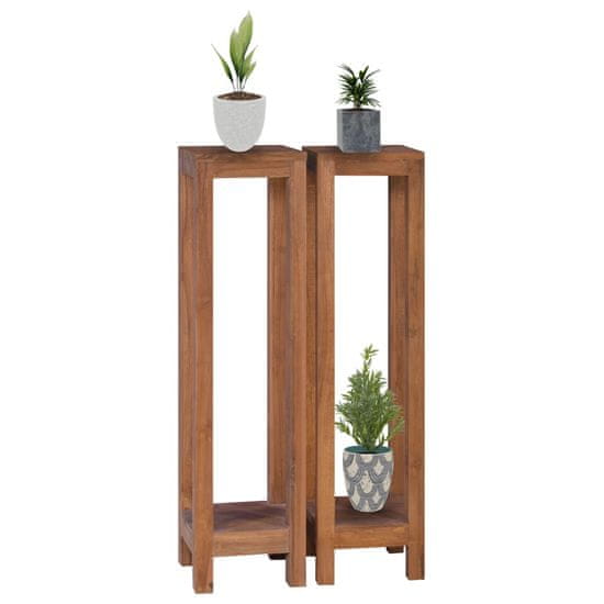 Vidaxl Stojalo za rože 2 kosa 25x25x100 cm trdna tikovina