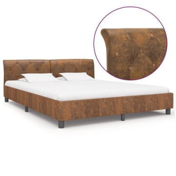 Vidaxl Posteljni okvir rjav iz umetnega semiš usnja 180x200 cm