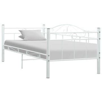 Vidaxl Posteljni okvir za dnevno posteljo bel kovinski 90x200 cm