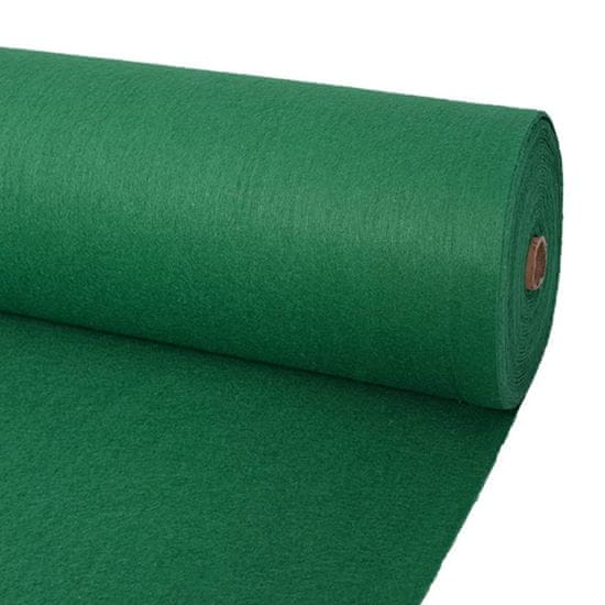 Vidaxl Razstavna preproga enobarvna 1,6x12 m zelena
