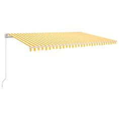 Vidaxl Ročno zložljiva tenda 500x350 cm rumena in bela