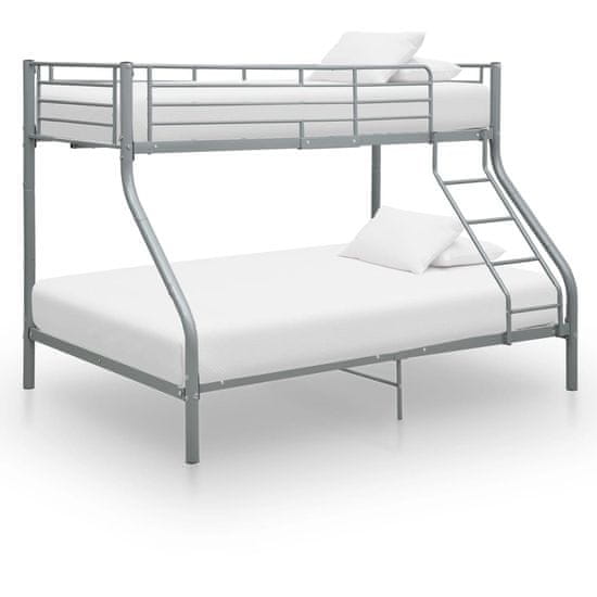 Vidaxl Posteljni okvir pograd siv kovinski 140x200/90x200 cm