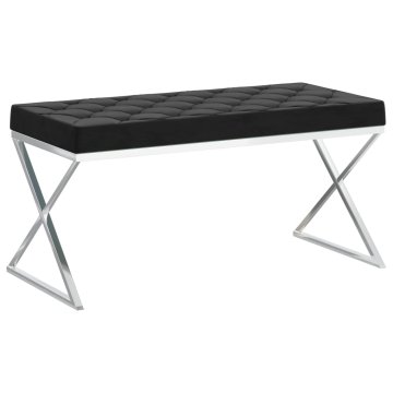 Vidaxl Klop 97 cm črn žamet in nerjaveče jeklo