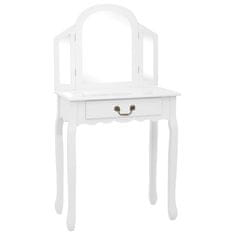 Vidaxl Mizica za ličenje s stolčkom bela 65x36x128cm pavlovnija in MDF