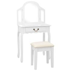 Vidaxl Mizica za ličenje s stolčkom bela 65x36x128cm pavlovnija in MDF