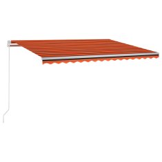 Vidaxl Ročno zložljiva tenda z LED lučmi 450x300 cm oranžna in rjava
