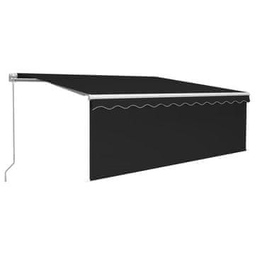 Vidaxl Ročno zložljiva tenda s senčilom in LED 4,5x3 m antracitna
