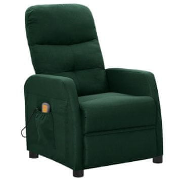 Vidaxl Masažni stol temno zeleno blago