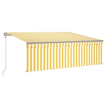 Vidaxl Avtomatsko zložljiva tenda s senčilom 4x3 m rumena in bela