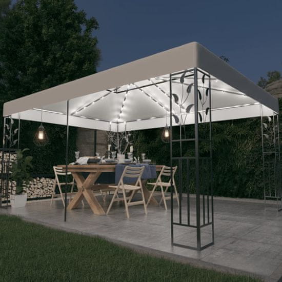 Vidaxl Paviljon z dvojno streho in lučkami 3x4 m bel