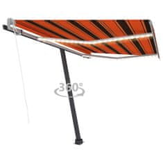 Greatstore Avtomatska tenda LED + senzor 350x250 cm oranžna/rjava