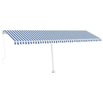Vidaxl Ročno zložljiva tenda z LED lučmi 600x350 cm modra in bela