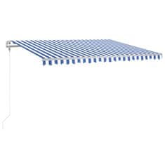Greatstore Avtomatska tenda LED + senzor 400x350 cm modra in bela