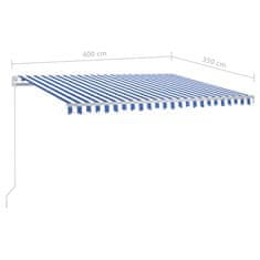 Vidaxl Ročno zložljiva tenda z LED lučmi 400x350 cm modra in bela