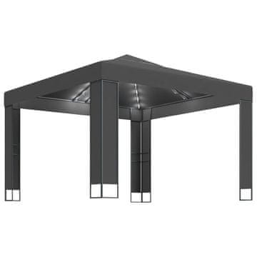 Vidaxl Paviljon z dvojno streho in LED lučkami 3x3 m antraciten