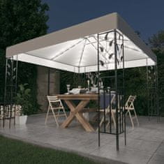Vidaxl Paviljon z lučkami 3x3 m bel 180 g/m2