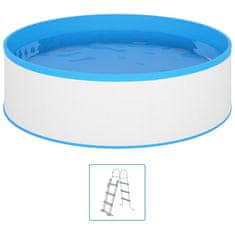 Vidaxl Bazen z lestvijo s 4 stopnicami 350x90 cm bel