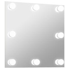 Vidaxl Stensko ogledalo z LED lučkami kvadratno steklo