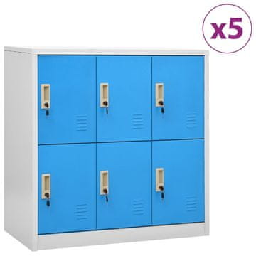 Vidaxl Omara s ključavnico 5 kosov siva in modra 90x45x92,5 cm jeklo
