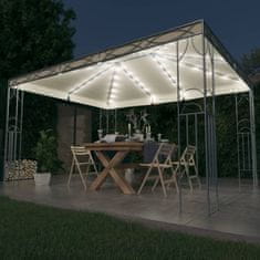 Vidaxl Paviljon z lučkami 400x300 cm krem
