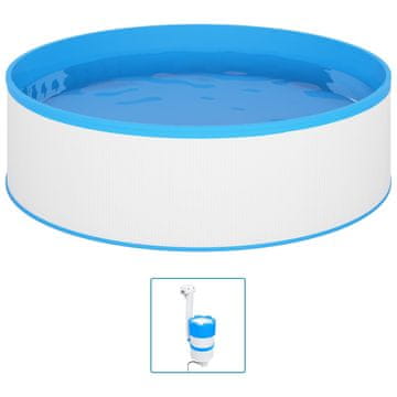 Vidaxl Bazen z visečim lovilcem umazanije s črpalko 350x90 cm bel