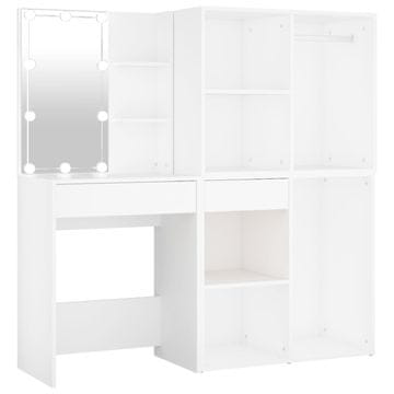 Vidaxl LED toaletna mizica z 2 omaricama bel inženirski les