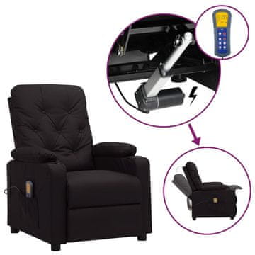 Vidaxl Masažni stol s funkcijo vstajanja črno umetno usnje