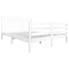 Vidaxl Posteljni okvir bel iz trdnega lesa 160x200 cm
