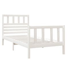 Vidaxl Posteljni okvir bel iz trdnega lesa 75x190 cm 2FT6