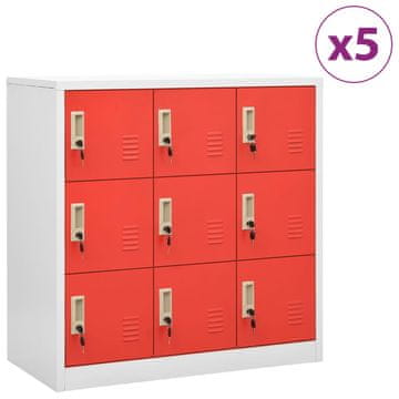 Vidaxl Omara s ključavnico 5 kosov siva in rdeča 90x45x92,5 cm jeklo