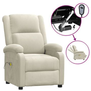 Vidaxl Električni masažni stol krem žamet