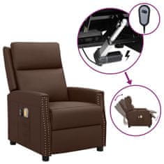 Vidaxl Električni masažni stol, ležeč, rjav, umetno usnje