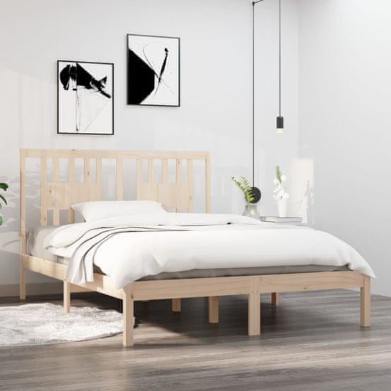 Vidaxl Posteljni okvir iz trdnega lesa 135x190 cm 4FT6