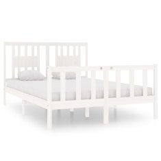Vidaxl Posteljni okvir bel iz trdnega lesa 140x190 cm