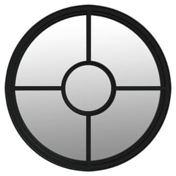 Vidaxl Vrtno ogledalo črno 60x4 cm železno okroglo zunanje