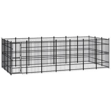 Vidaxl Zunanji pasji boks jeklo 19,35 m²