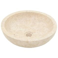 Vidaxl Kopalniška omarica iz tikovine z umivalnikoma krem marmor