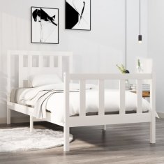 Vidaxl Posteljni okvir bel iz trdnega lesa 90x190 cm 3FT
