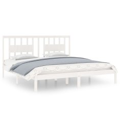 Vidaxl Posteljni okvir bel iz trdnega lesa 180x200 cm 6FT