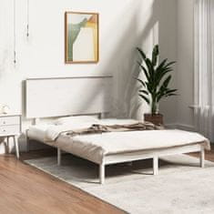 Vidaxl Posteljni okvir bel iz trdnega lesa 135x190 cm 4FT6